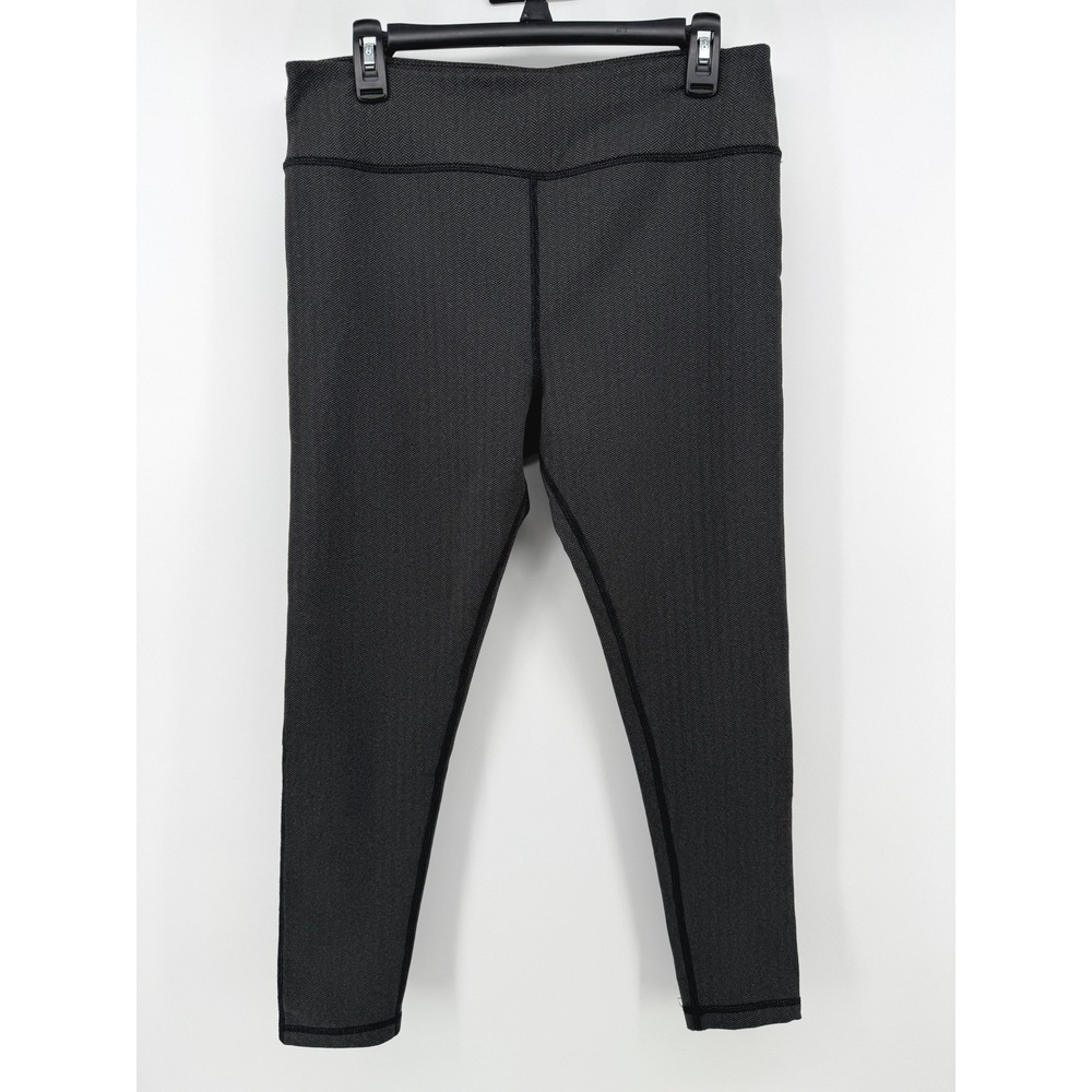 Lands End Sport Leggings Womens Large 14-16 Gray Herringbone Active Yoga Pants